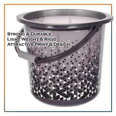 Kuber Industries Plastic Unbreakable Tinted Print Bathroom Bucket with Strong Handle,18 LTR. (Gray)