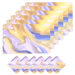 Heart Home Placemat | Table Placemats with Coasters | Table Placemats with Tea Coasters | Dining Table Placemats & Coasters Set | Pale Marble | 12 Piece Set | Yellow