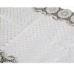 Kuber Industries Leaf Design Virgin Viny Soft Fabric Dining Table Runner 34"x17" or 84 x 42 cm (Silver) - CTKTC45910