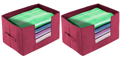 Heart Home Multiuses Non-Woven Closet Organizer, Storage Bin, Shelf Storage Oragnizer With Handle- Pack of 2 (Maroon)-HS43HEARTH26431