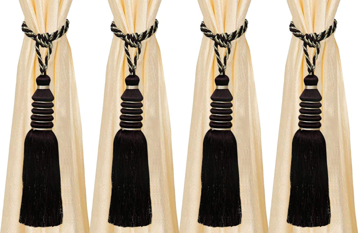 Kuber Industries Polyester 4 Pieces Curtain Tie Back Tassel Set (Brown) -CTKTC12873