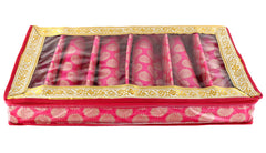 Kuber Industries Carry Design Brocade Hardboard Six Rod Bangle Box (Pink) - CTKTC038806