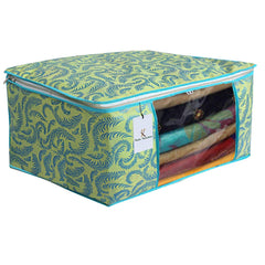 Kuber Industries Non Woven Saree Covers With Zip|Saree Covers For Storage|Saree Packing Covers For Wedding|Pack of 2 (Green & Gold)