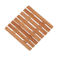 Kuber Industries Bamboo 6 Piece Table Coaster and Pan Pot Holder Set - Brown