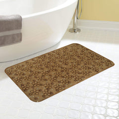 Kuber Industries Flower Design PVC Non Slip Bath Mat with Suction Cups 27"x14" (Brown) - CTKTC030403