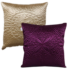 Heart Home Cushion Cover|Sofa Cushion Covers|Embossed Flower Print Sitting Cushion Cover|Velvet Cushion Filler|16x16 Inch|Set of 5 (Multicolor)