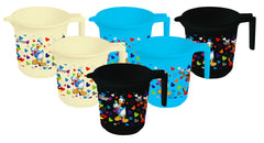 Kuber Industries Disney Team Mickey Print 6 Pieces Unbreakable Strong Plastic Bathroom Mug,500 ML (Cream & Blue & Black) -HS_35_KUBMARTS17183