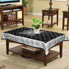 Heart Home Rangoli Printed Velvet 4 Seater Center Table Cover,40"x60" (Black)-44HH0111