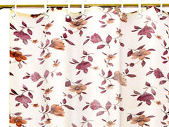 Heart Home Leaf Design PVC Shower Curtain with 8 Hook (Width-54 Inches X Height-84 Inches) 7 Feet-Cream - HEART01070