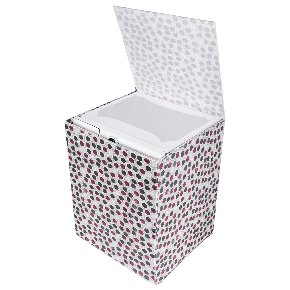 Heart Home Washing Machine Cover | Multi Dot Print Washing Machine Cover | PVC Top Load Fully-Automatic Washing Machine Cover | Cream