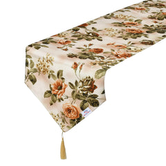 Heart Home Flower Design Machine Washable Cotton Table Runner for Dining Table, 16"x68"inch (Orange)