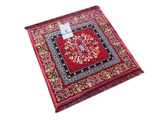 Kuber Industries Traditional Carpet/Pooja Mat|Square Shape & Soft Velvet Material|Maditation Prayer Mat|Size 60 x 60 CM,Pack Of 2 (Red)