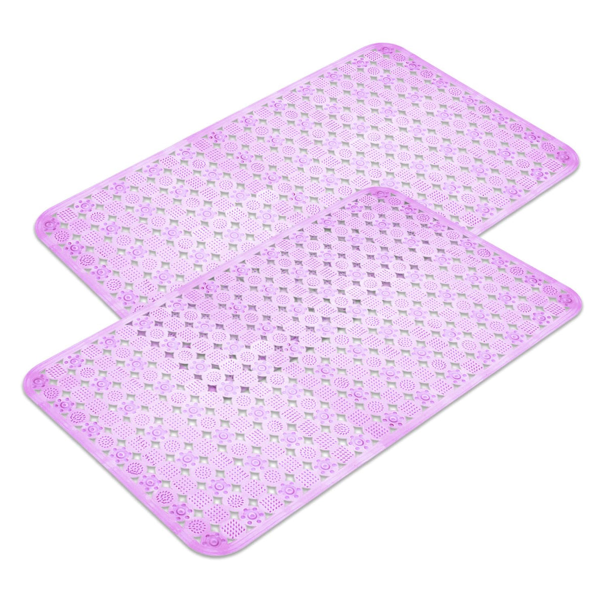 Kuber Industries Bath Mat | PVC Bathroom Mat | Shower Bath Mat | Transparent Round Check Floor Tub Mat | Foot Massager Mat | Anti-Skid Floor Mat | Shower Mat | Pack of 2 | Purple
