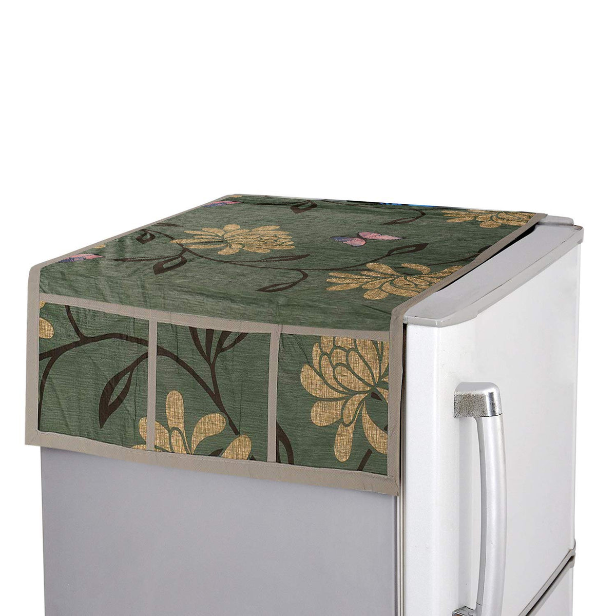 Kuber Industries Leaf Design PVC Fridge Top Cover - Green