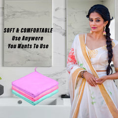 Kuber Industries Cleaning Towel|Microfiber Reusable Cloths|400 GSM Highly Absorbent Towel for Kitchen with Hanging Loop|Car|Window|40x40 Cm|Pack of 3 (Multicolor)