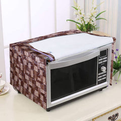 Heart Home PVC Wooden Multicheck Print Microwave Oven Cover for Home & Kitchen 23 LTR. (Brown) 54HH4103.
