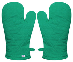 Heart Home Cotton Microwave Oven Gloves, Set of 2 (Green)-HS43HEARTH26089