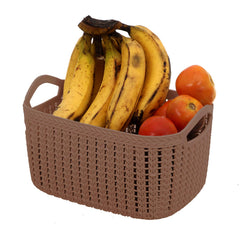 Kuber Industries Fruit Basket For Dining Table|Plastic Basket For Storage|Flexible Kitchen Storage Baskets (Brown)