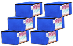 Kuber Industries 6 Piece Non Woven Fabric Saree Cover Set with Transparent Window, Extra Large, Royal Blue-CTKTC23694
