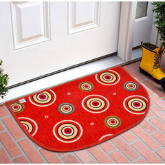Heart Home D Shape Indoor Outdoor Anti-Slip Rubber Door Mat, 21"x14" (Red)-HS40HEARTH23966