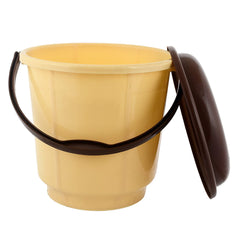 Kuber Industries Multipurpose Plastic Bucket with Lid 18 LTR (Cream)-Pack of 2-KUBMART15246