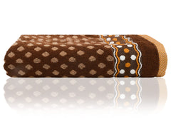 Heart Home Luxurious Dot Printed Soft Cotton Bath Towel Perfect for Daily Use, 30"x60" - Pack of 2 (Brown)-50HH01797
