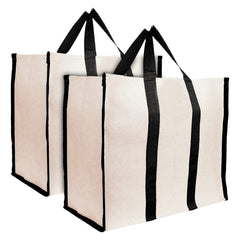 Kuber Industries Canvas Shopping Bags/Grocery Bag for Carry Grocery, Fruits, Vegetable with Handles Pack of 2 (Black) 54KM4014