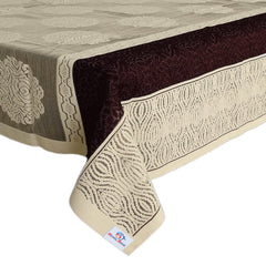 Heart Home Rose Printed Cotton 4 Seater Center Table Cover,40"x60" (Cream & Maroon)-44HH033