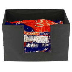 Kuber Industries 3 Pieces Large Capacity Space Saver Closet, Stackable and Foldable Saree, Clothes Organiser (Grey & Black & Royal Blue) -CTKTC39415