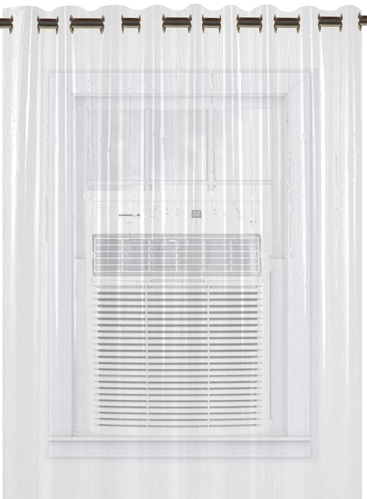 Kuber Industries PVC AC Curtain |Eyelet Rings & Waterproof Material|.30 MM Thickness & Mold Mildew Free|Size 7 Feet (Transparent)