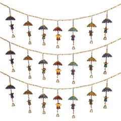 Kuber Industries Handcrafted Kalash Toran|Umbrella Hanging Bandarwal|Door Hanging Windchime for Diwali & Home Décor,Pack of 2 (Multicolor)