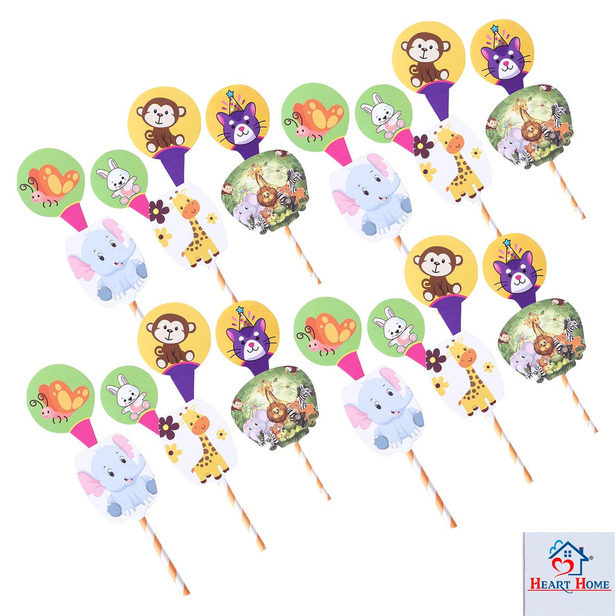 Heart Home Cupcake Toppers | Cardboard Cupcake Picks |Decorations Supplies for Farewell | Birthday Party | Theme Cupcake Topper | 98 Pieces | DT-2099 | Multicolor
