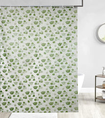 Kuber Industries Flower Print PVC Shower Curtain with Hooks,7 Feet (Green)