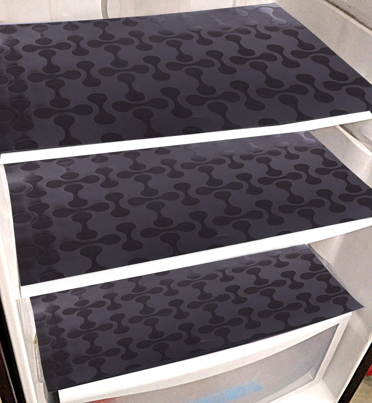 Kuber Industries Coin Design PVC 6 Piece Refrigerator Drawer Mat Set, Black - CTKTC21850