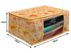 Kuber Industries Flower Printed Non-Woven Saree Cover With Tranasparent Window- Pack of 6 (Yellow)-HS43KUBMART26123