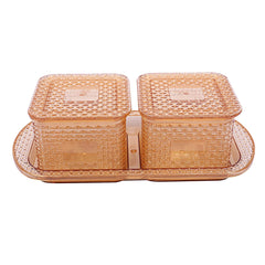 Kuber industries Dazzle Design Plastic Multi Purpose Dry Fruits Tray with Two Bowls Set (Gold)-CTKTC14102