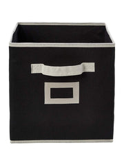 Kuber Industries KUBMART1853 Non Woven Fabric 2 Pieces Foldable Small Size Storage Cube Toy, Books, Shoes Storage Box with Handle, Extra Small (Black) Square