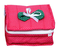 Heart Home Cotton Jewellery Pouch Cum Makeup Organiser Kit Set 2 Piece (Pink)-HHEART15783