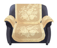 Kuber Industries Flower Printed 5 Seater Cotton Sofa Cover Set with 6 Pieces Arms Cover (Cream)-44KM0585, 12
