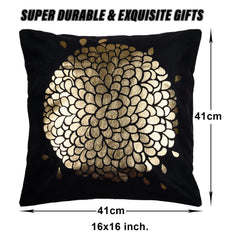 Kuber Industries Cushion Cover | Sofa Cushion Covers | Square Cushion Covers | Velvet Cushion Covers | Gold Print Couch Cushion Covers | Set of 5 | 16 Inch | Black