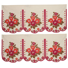 Kuber Industries Floral 6 Piece Cotton Sofa Cover Set, Cream & Pink