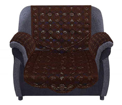 Heart Home Square Design Cotton 5 Seater Sofa Cover with 6 Pieces Arms Cover and 1 Center Table Cover Use Both Side, Living Room, Drawing Room, Bedroom, Guest Room (Set Of17, Brown)-HEART12009