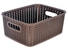 Heart Home Multiuses Large M 20 Plastic Tray/Basket/Organizer Without Lid- Pack of 4 (Grey & Brown) -46HH0107