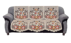 Kuber Industries Flower Cotton 6 Piece 5 Seater Sofa Cover Set (Standard, Brown) - CTKTC028710