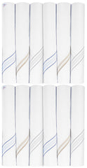Heart Home Lining Design 100% Cotton Premium Collection Handkerchiefs Hanky for Men, Set of 12 (White)