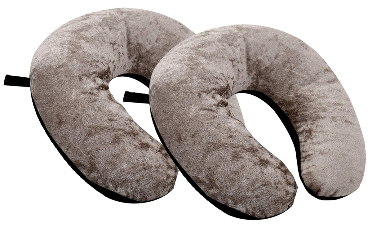 Kuber Industries 2 Pieces Unisex U-Shaped 100 Percent Pure Memory Foam Soft Cushions Neck Rest Pillow for Travel, Car, Train, Flight, Bus (Black & Grey)-CTKTC39214