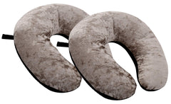 Kuber Industries 2 Pieces Unisex U-Shaped 100 Percent Pure Memory Foam Soft Cushions Neck Rest Pillow for Travel, Car, Train, Flight, Bus (Black & Grey)-CTKTC39214