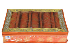 Heart Home Multipurpose Feather Design Laminated 5 Rod Bangle Box/Organizer/Case With Tranasparent Top (Orange)-47HH0161