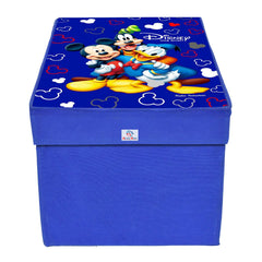 Heart Home Non-Woven Mickey & Friend Print Flodable Storage Box/Wardrobe Organizer With Lid For Home Decor, Pack of 2 (Blue) 54HH4229.
