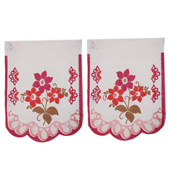 Kuber Industries Flower Cotton 7 Piece 5 Seater Sofa Cover with Center Table Cover (White and Pink) - CTKTC022290